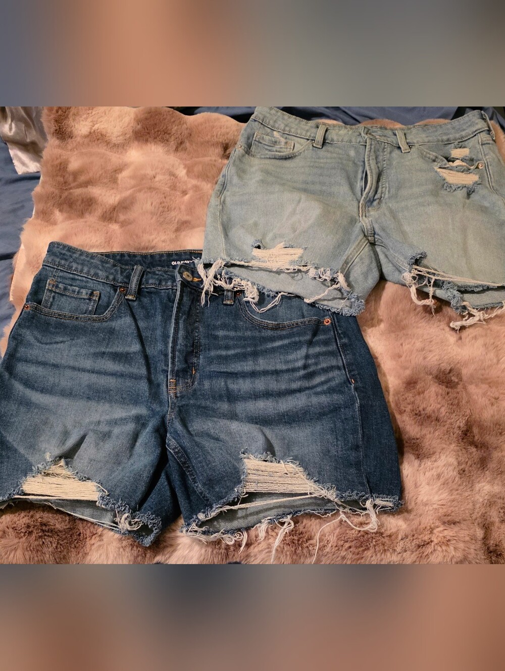 2 Pairs Old Navy Distressed Denim Shorts - Light Wash & Medium Wash